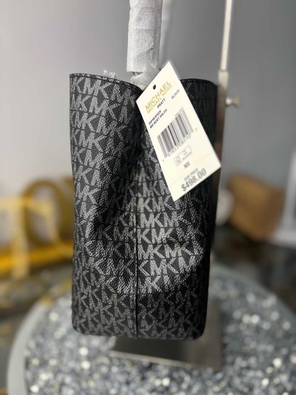 Michael Kors Pratt Medium Signature Logo and Metallic Shoulder Bag NWT - Picture 7 of 12